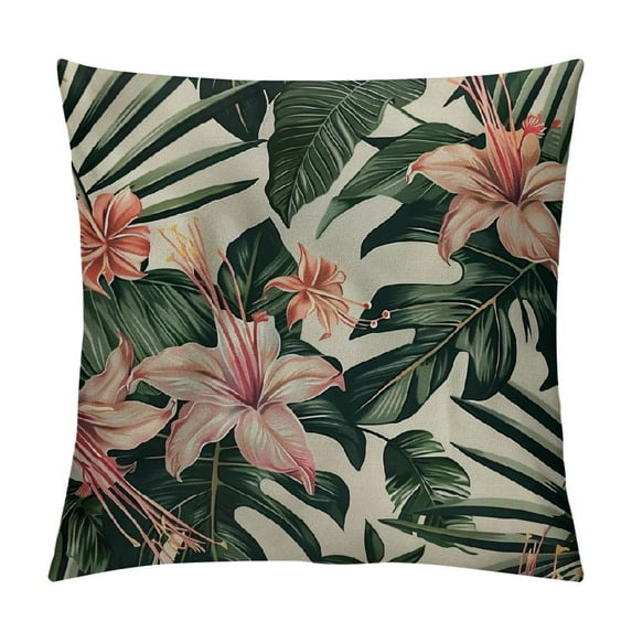 Shiartex Tropical Palm Trees Throw Pillow Covers,Leaves and Bird of Paradise Decorative Pillow Covers Digital Printing Blended for Couch Sofa Bed Invisible Zipper ,Multi-Size