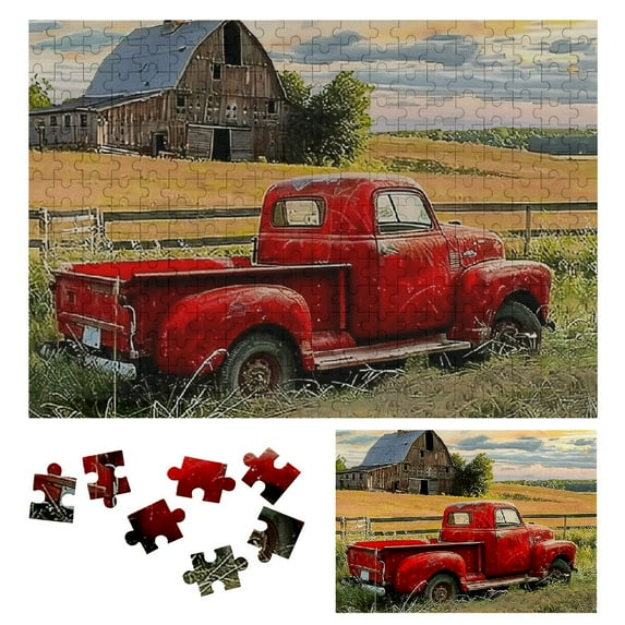 Shiartex Truck Field Barn Wooden Jigsaw Puzzle Fun Game Gift for Family Friends 300 PCS