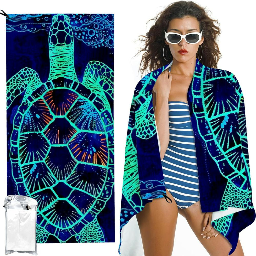 Shiartex Turtle Beach Towel – Tropical Blue Colors with A Unique Design ...