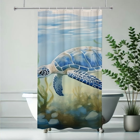 Shiartex Turtle Pattern   Shower curtain Waterproof Cloth Fabric Bathroom Decor Set with Hooks 90x180cm
