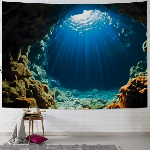 Shiartex  Underwater Tapestry, Scuba Divers Couple Wall Hanging Large Tapestry Psychedelic Tapestry Decorations Bedroom Living Room Dorm 40x30inch