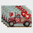 thumbnail image 1 of Shiartex  Valentine's Day Placemats, Buffalo Plaid Truck Love Hearts Farmhouse Holiday Kitchen Dining Table Decoration for Indoor Outdoor Dinner Party Décor 18x12in, 1 of 8