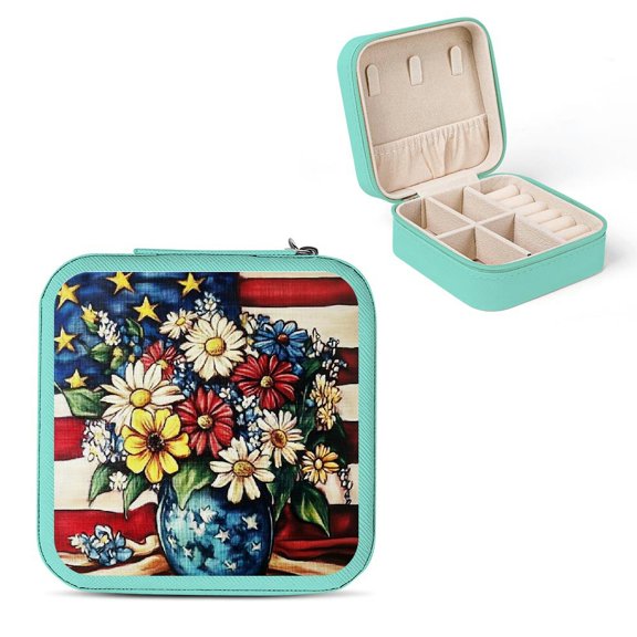 Shiartex Vase Flowers Flag Jewelry Box for Necklace Ring Earring, Friendship Day Gifts Set Green