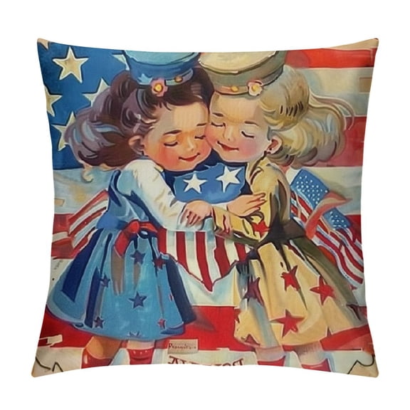 Shiartex Vintage 4th of July Pillow Covers 4th of July Decorations - American Flag Independence Day Pillow Covers Patriotic Throw Pillows Case Throw Cushion Couch for Home Decor White