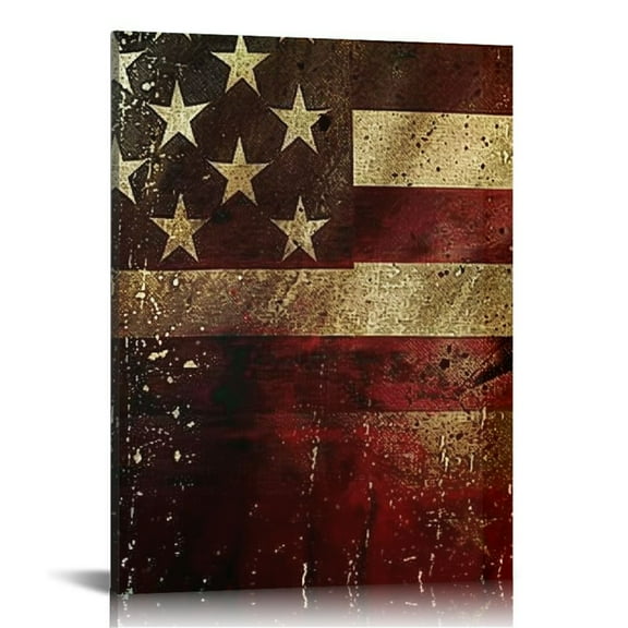 Shiartex  Vintage American Flag Canvas Wall Art Prints Patriotic Wall Decor Home Office Living Room Bedroom Wall Decor