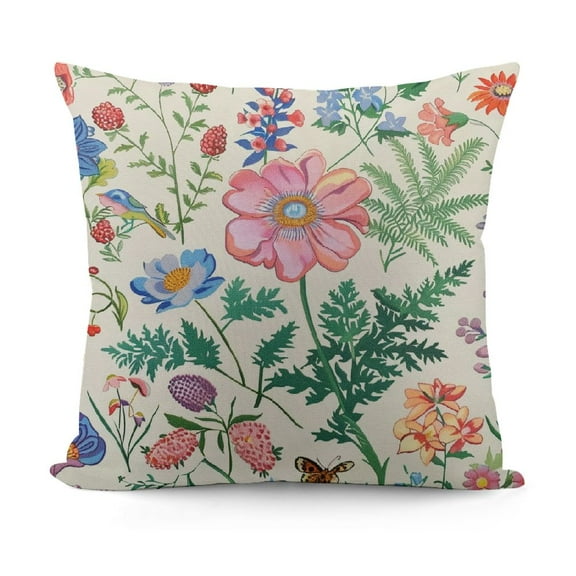 Shiartex Vintage Botanical Print Pillow Covers Spring Floral Pink Sage Green Flower Plant Decorative Lumbar Throw Pillow Cases Outdoor Farmhouse Decor for Sofa Couch Bed