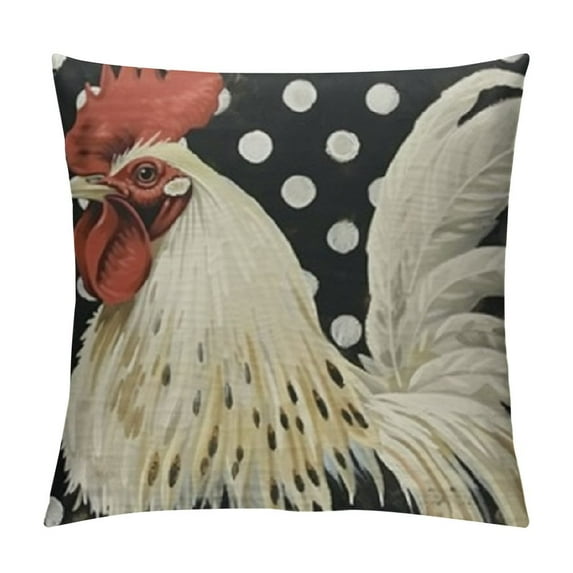 Shiartex Vintage Farm Farmhouse Animals Throw Pillow Covers White Rooster Cock Square Throw Pillowcase Super Soft Rustic Country Style Poultry Chicken Cushion Covers for Sofa White