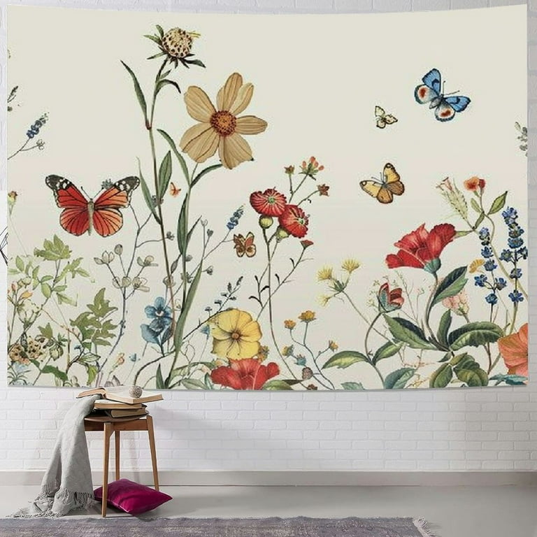 Shiartex Vintage Floral Tapestry Wildflower Wall Hanging Blanket