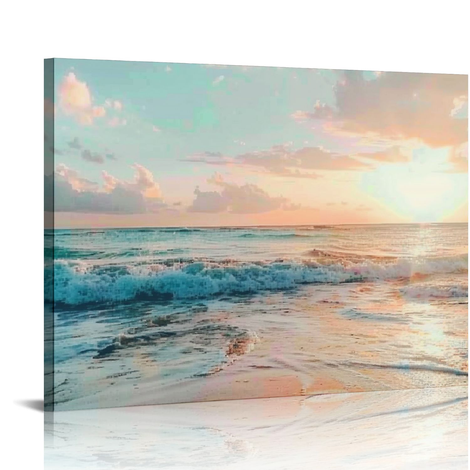 Shiartex Wall Art Canvas Prints Beach Sunset Ocean Waves Nature ...