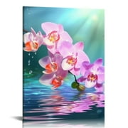 Shiartex  Wall Art Spa Still Life Orchid in Water Zen Picture Print on Canvas Wall Art Zen Spa Decor for Home Decoration Wall Decoration Stretched and Framed Ready to Hang 16x20 in/12x16 in