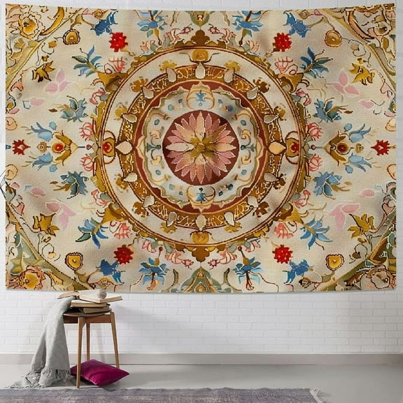 Shiartex  Wall Tapestry Bohemian - Floral Vine Wall Hanging Celestial Sun Moon and Star Tapestries Hippie Home Decor Boho Tapestry for Bedroom Aesthetic (Cream) 40x30inch