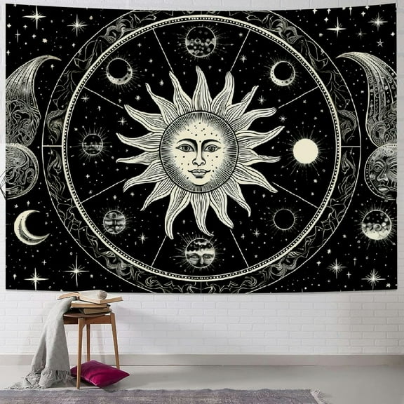 Shiartex  Wall Tapestry, Sun and Moon Tapestry Psychedelic,Tapestry Wall Hanging Tapestry Mystic Stars Space Tapestry for Bedroom Living Room Dorm Decor  40x30inch