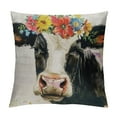 thumbnail image 1 of Shiartex Watercolor Painting Dairy Cow Throw Pillow Cases Adorable Farm Animals with Flower Wreath Decorative Pillow Cushion Covers  Rustic Farmhouse Chair Decor Square  Pillowcase, 1 of 5