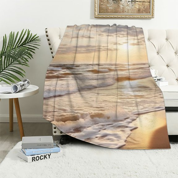Shiartex Waves Sunset Clouds Ideal Comfy Throw Blanket Super Soft Blanket for All Seasons Soft Plush Blankets 50x60in