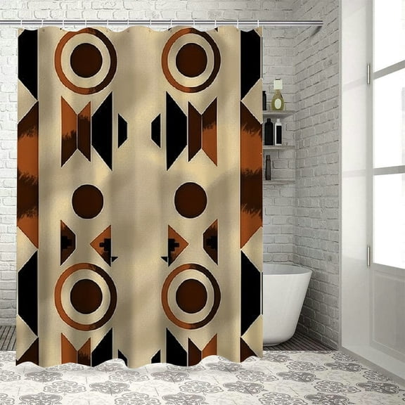 Shiartex Western Aztec Shower Curtain Boho Abstract Pattern Geometric Vintage Shower Curtain with Hooks Waterproof Polyester Bathroom Curtain 36x72