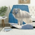 thumbnail image 1 of Shiartex White Fox Snow Print Throw Blanket Lightweight Soft Blanket for All Seasons - Excellent Hand Feel Blanket for Bed, Couch, Car - Kids and Adults 40x50in, 1 of 6