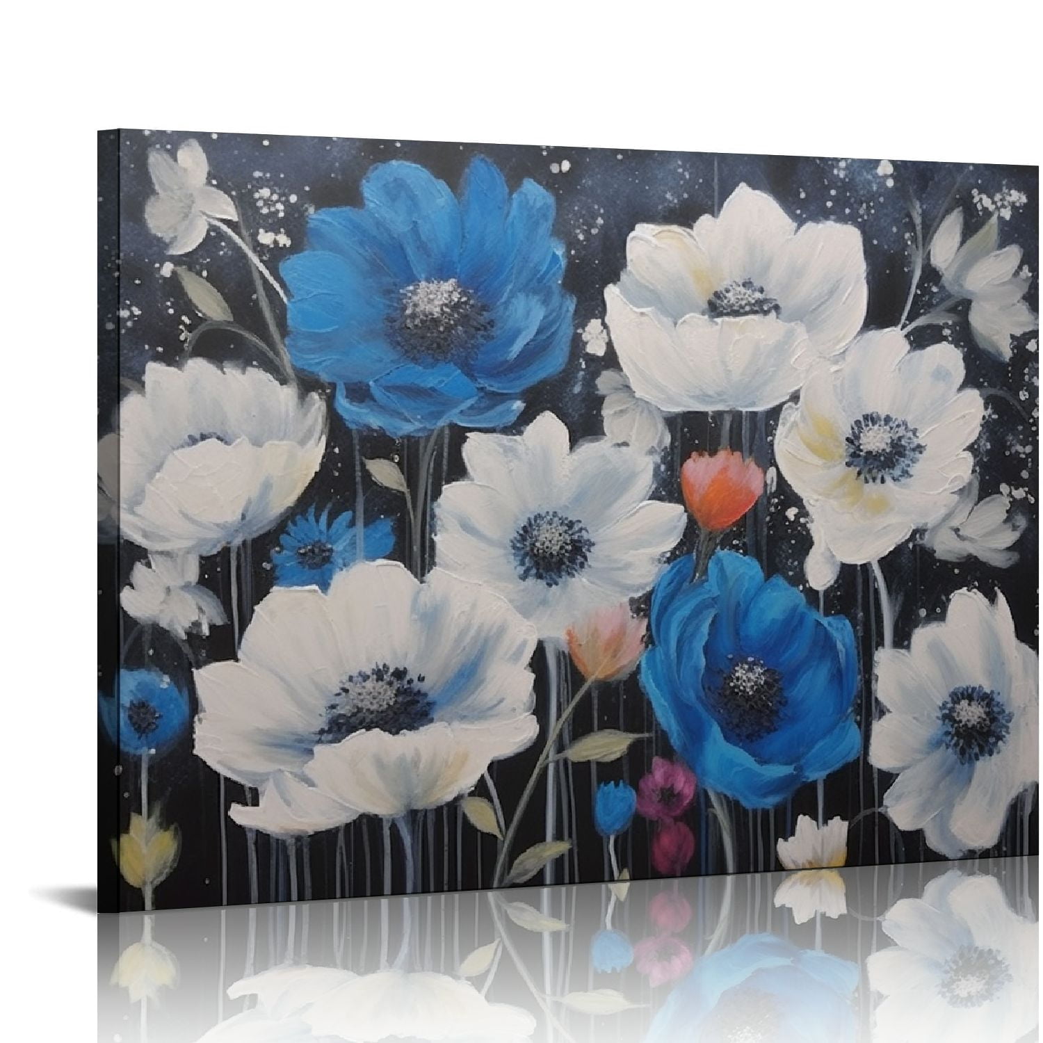 Shiartex White and Blue Flowers -20x16 in/16x12 in- Wall Art for Living ...