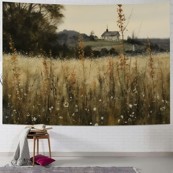 Shiartex  Wildflowers Field Tapestry,Antique Wildflower Country Farmhouse Tapestry,Vintage Art Decor Rustic Aesthetic Tapestry Wall Hanging for Living Room Bedroom Dorm 40x30inch