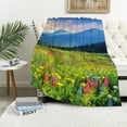 thumbnail image 1 of Shiartex Wildflowers Mountains Sky Print Flannel Throw Blanket for Bed All Seasons - Hand/Machine Washable, Lightweight Cozy Blanket 60x80in, 1 of 6