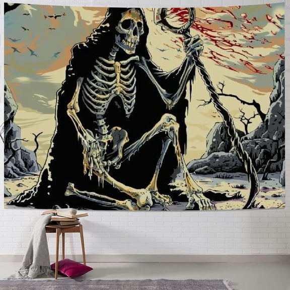 Shiartex  Wizard Skull Tapestry Gothic Skeleton Tapestries Vintage Snake Tree Tapestry Trippy Sun Moon Tapestry Large Dark Tapestry Wall Hanging for Bedroom  40x30inch