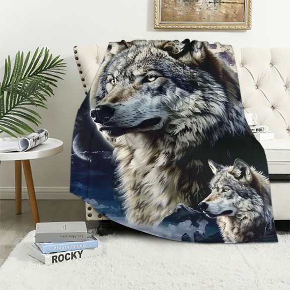 Shiartex Wolf Blanket Super Soft Cozy Wolves Throw Blanket Lightweight Wildlife Animal Bedding Blanket Gifts for Men Women Kids Girls Boys Bed Decor  50x60in