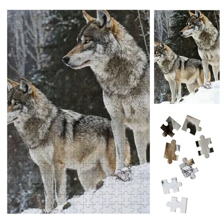 Shiartex Wolves Snowy Hill Wooden Jigsaw Puzzle Family Friends Gift Home Decor Toy 300PCS