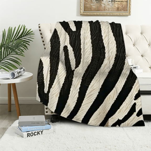 Shiartex Zebra Print Throw Blanket for All Seasons - Soft Cozy Blanket for Couch Bed Sofa - Multi-Functional Lightweight Flannel Blanket Gift 40x50in