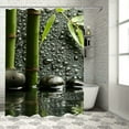 thumbnail image 1 of Shiartex Zen Garden Theme Stone and Wooden Bamboo on Black Shower Curtain, Polyester Fabric Yoga Bathroom Decorations,Green 60x72, 1 of 7