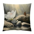 thumbnail image 1 of Shiartex Zen Water Lily Pillow Covers White Flower and Butterfly Stone in Water Throw Pillows White, 1 of 5
