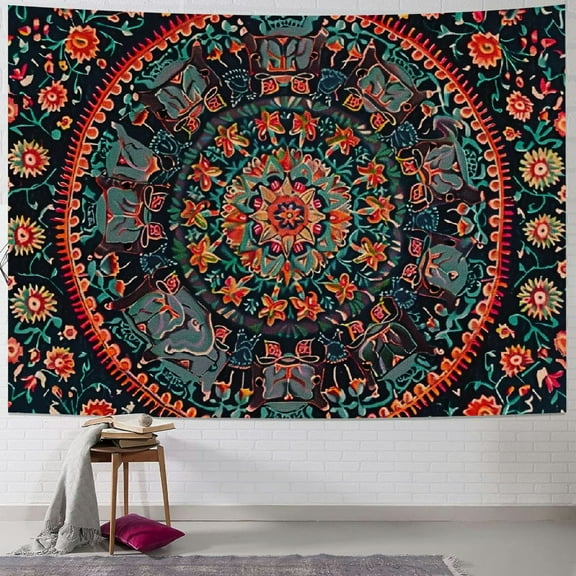Shiartex hippie-gypsy Bohemian-psychedelic -mandala Wall-hanging-tapestry-multi-color Large-mandala Hippie-tapestry  40x30inch