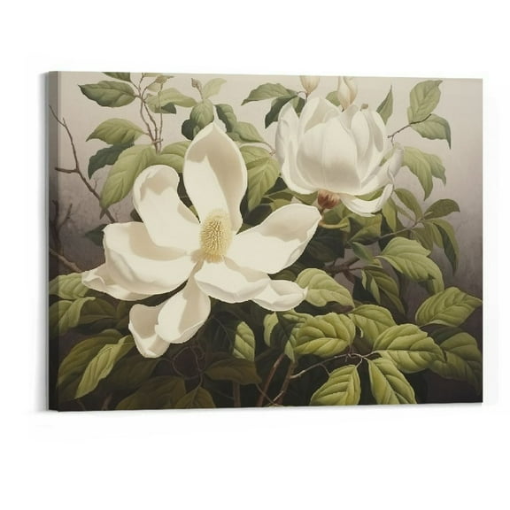 Shiartex types of rocks poster,textured painting,watercolor painting of magnolia flowers,in the style of light white and light brown,Framed Modern Canvas Wall Art 20x16 Inch