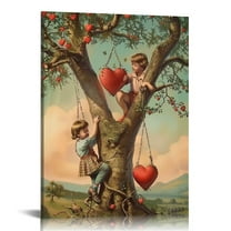 Shiartex  valentine heart Postcard Canvas Wall Art,Romantic Valentines day Decorative Poster Aesthetic Picture Decor Painting Art for Home Room Livingroom Bedroom 16x20 in/12x16 in