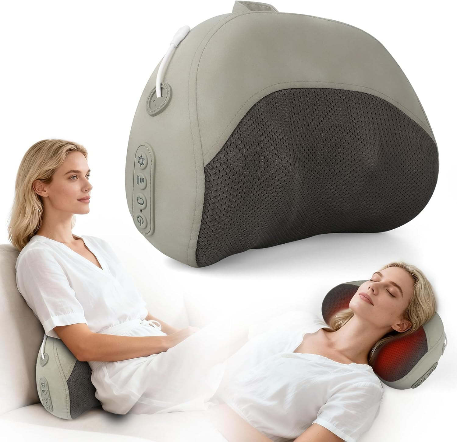 Shiatsu Back Massager with Heat, Neck Pillow for Pain Relief, Shoulder and Lumbar Support Cushion, Cervical Massage Pad for Sciatica Relief, Electric Deep Tissue Body Massager, Christmas Gifts
