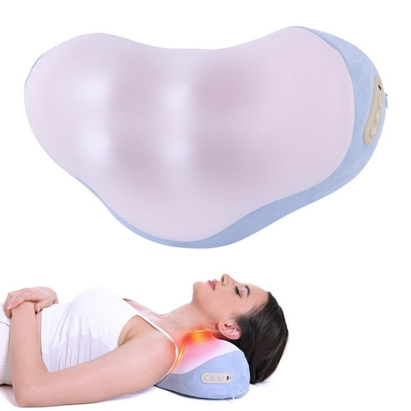 Shiatsu Back and Neck Massager with Heat, Electric Massage Pillow for Back Pain Relief Deep Tissue, 3D Stereoscopic Support Traction, Deep Kneading Massager for Neck and Shoulder Muscle Pain