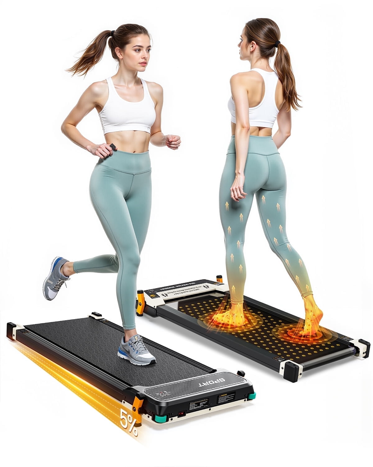 UP PAD 2-in-1 Smart Treadmill, Shiatsu Foot Massage Treadmill, 2.5HP Incline Walking Pad for  Home