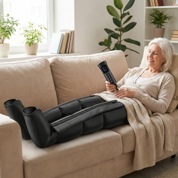 oCuddle Leg Massager 3D Air Compression System with 3 Massage Modes 6 Pressure Levels Full Leg Massager for Athletes Parents Family