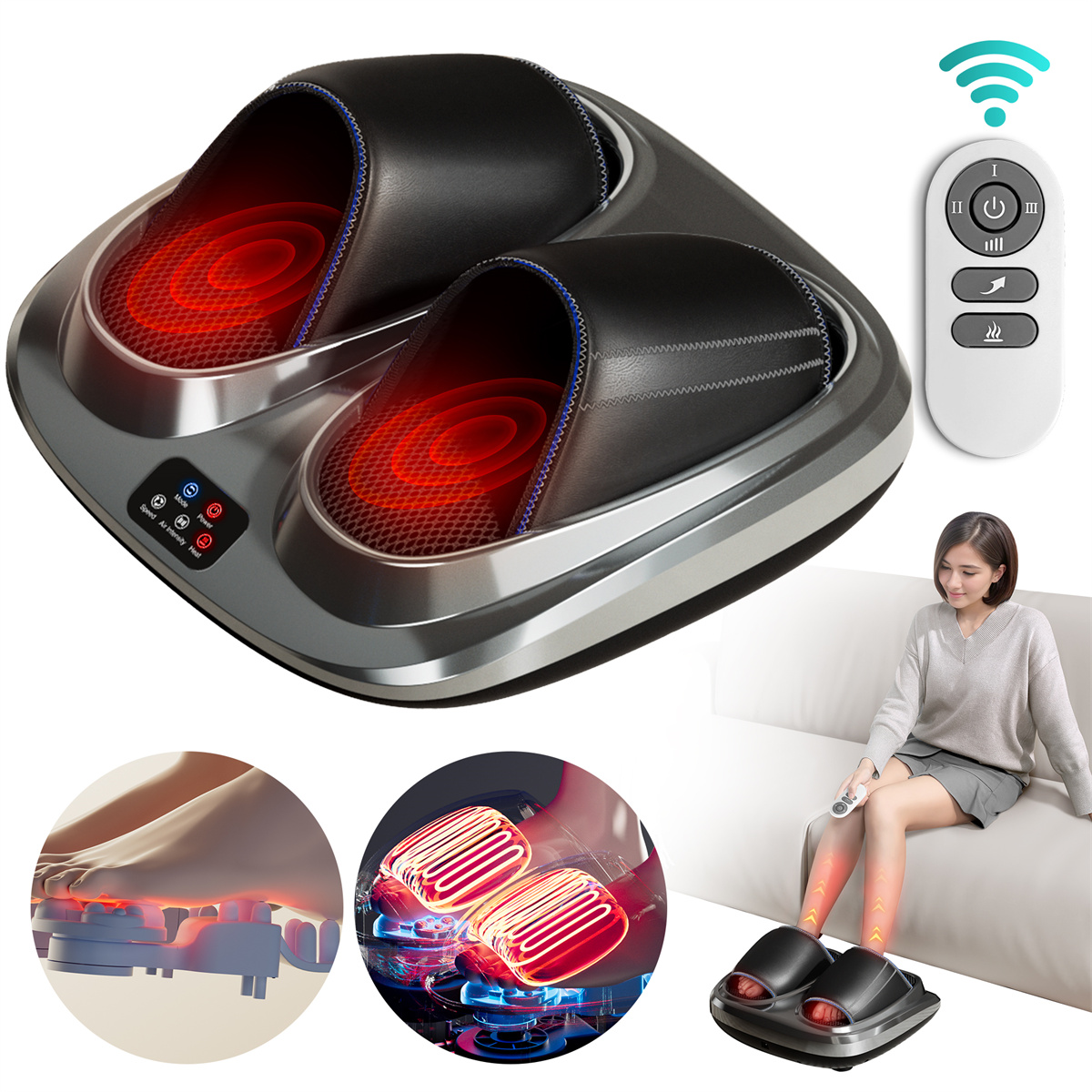 Shiatsu Foot Massager With Heat – Kneading & Rolling For Neuropathy Relief, Gift For Dad/Mom