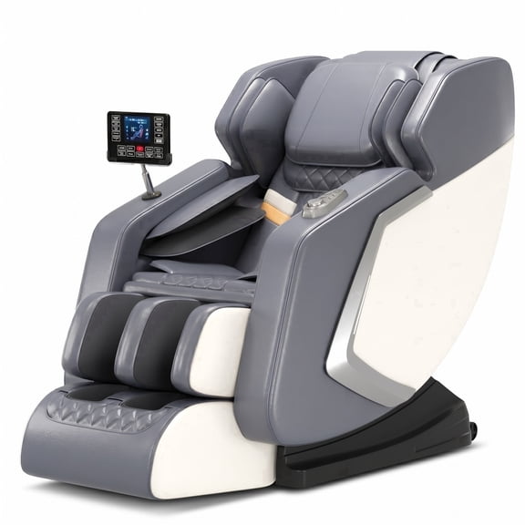 IKENHOTPRO Zero Gravity Full Body Massage Chair, 20 Airbags, 14 Rollers, Gray and White