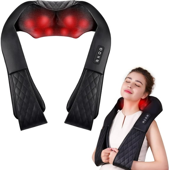 Shiatsu Neck and Back Massager, Corded Electric Massager with Heat for Pain Relief Deep Tissue 4D Kneading Shoulder Massager Pillow for Whole Body Relaxation