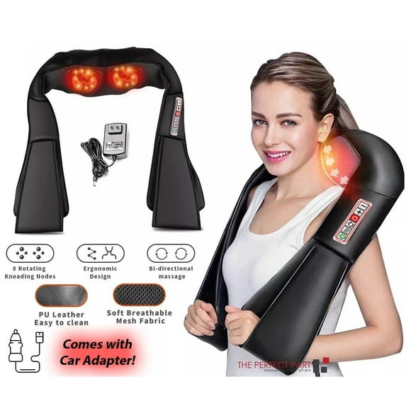 Shiatsu Neck and Back Massager with Soothing Heat, Electric Deep Tissue 3D Kneading Massage Pillow for Shoulder, Leg, Body Muscle Pain Relief, Home, Office, and Car Use