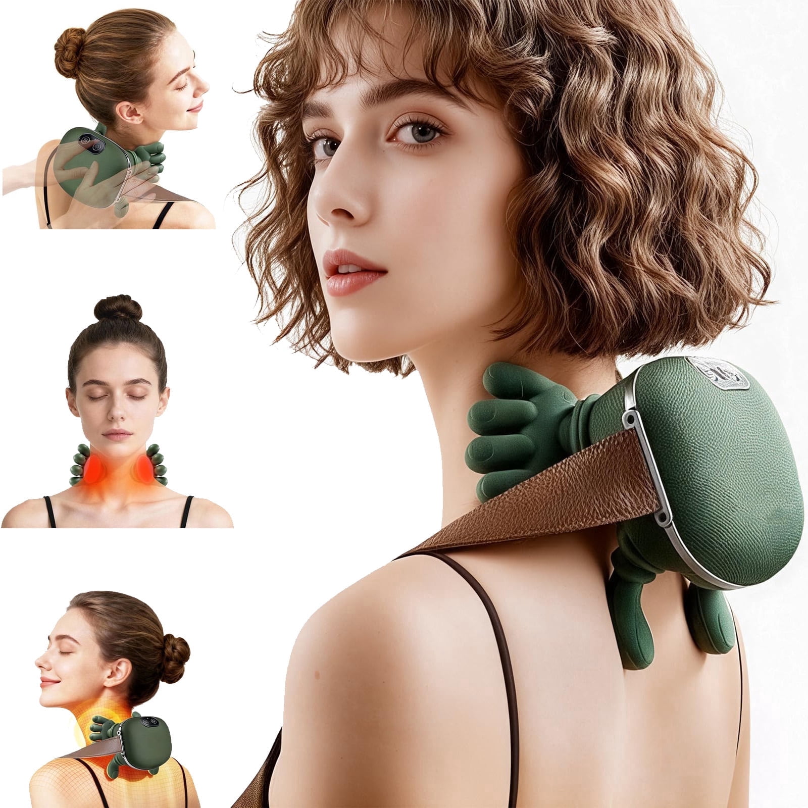 JMLPxx Neck Massager With Heat For Pain Relief Deep Tissue Cordless Neck And Shoulder Massager With Heat And Fingers Bionic Hand Electric Cervical Back Massagers