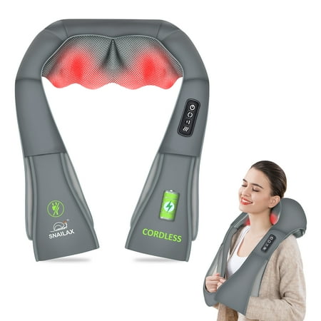 Shiatsu Neck Shoulder Massager with Heat, Snailax Deep Kneading Cordless Electric Back Massager Fathers Day Gift
