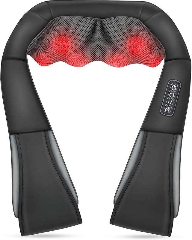 Shiatsu Neck and Shoulder Massager - Back Massager with Heat, Deep Kneading Electric Massage Pillow for Neck, Back, Shoulder,Foot,Body