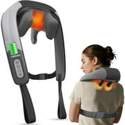 Cupilo Shiatsu Neck and Back Massager with Heat, 4D Cordless Electric Deep Tissue Kneading Massage Pillow for Shoulder Leg Body Muscle Pain Relief, Gift for Men Women Home Office Use