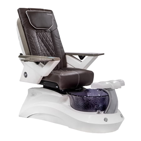 Shiatsulogic Pedicure Chair FX with Discharge Pump, Pipe-Less Magnetic Jet Pedicure Spa, White/Black LotusII Tub, Chocolate Coverset