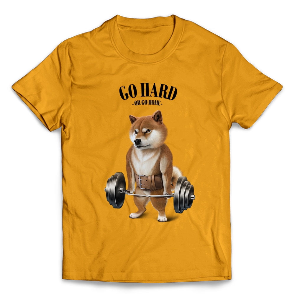 Shiba Dog Barbell Deadlift and Shrug Workout Training, Unisex T-Shirt ...