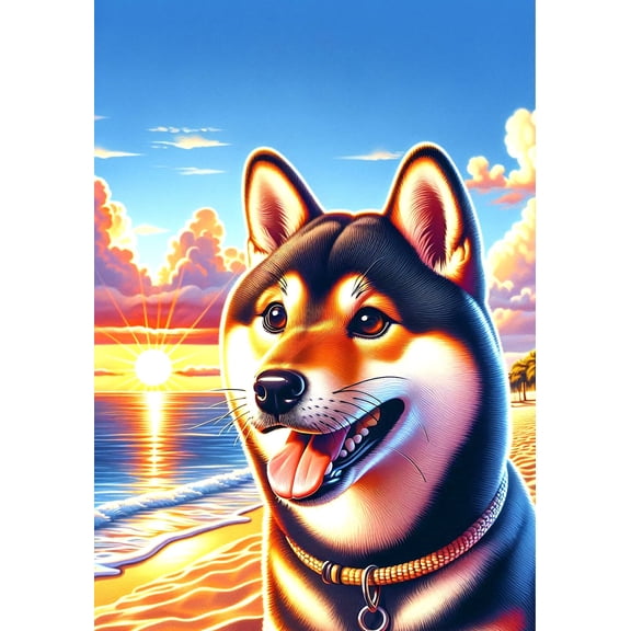 Shiba Inu Black and Tan - Best of Breed DCR Summer Sunset Outdoor Garden Flag 12" x 17"