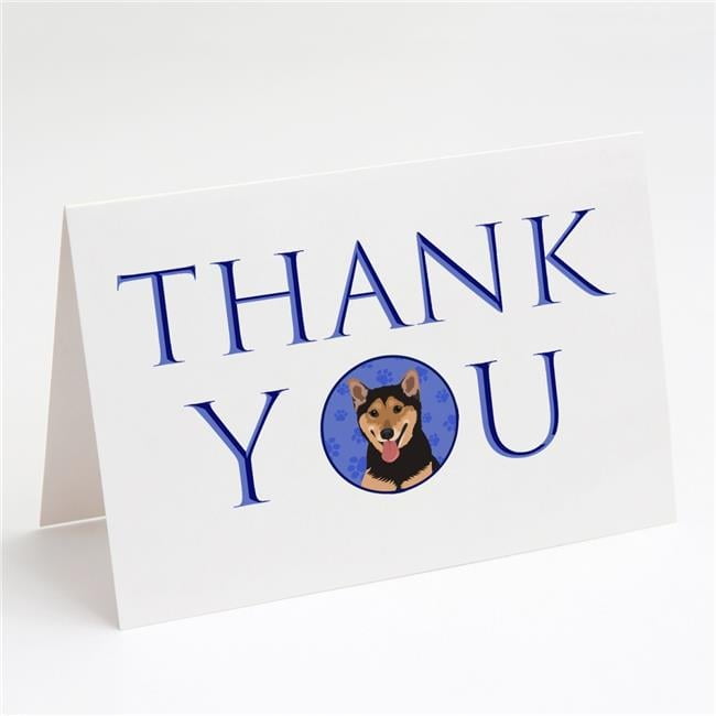 Shiba Inu Black and Tan Thank You Greeting Cards and Envelopes Pack of 8 7 in x 5 in