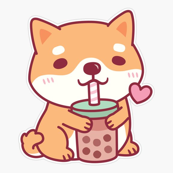 Shiba Inu Bubble Tea Sticker