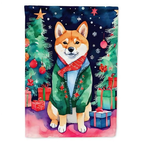 Shiba Inu Christmas Garden Flag 11.25 in x 15.5 in